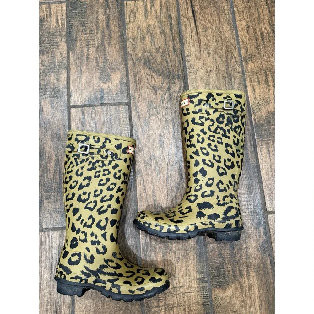 Hunter Kids Original Tall Leopard Print Rain Boots G5/B4 Rubber
